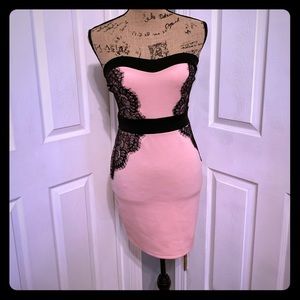 Pink and black bodycon dress